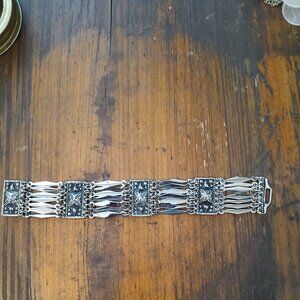 Vintage Estate Find 925 Sterling Silver 7.5 inches Panel Linked Bracelet